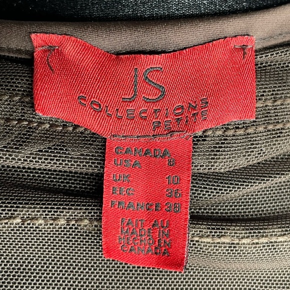 JS Collections Brown Sequin Dress Petite with 3/4 Sleeve Sheer Bolero | Size 8P - Picture 2 of 11